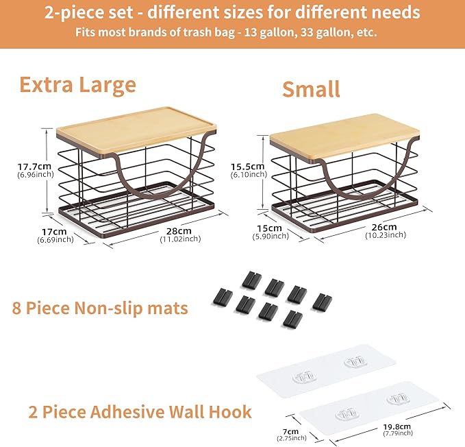 Extra Large Trash Bag Holder Under Sink Stackable Kitchen Storage 2 Pack - Image 6