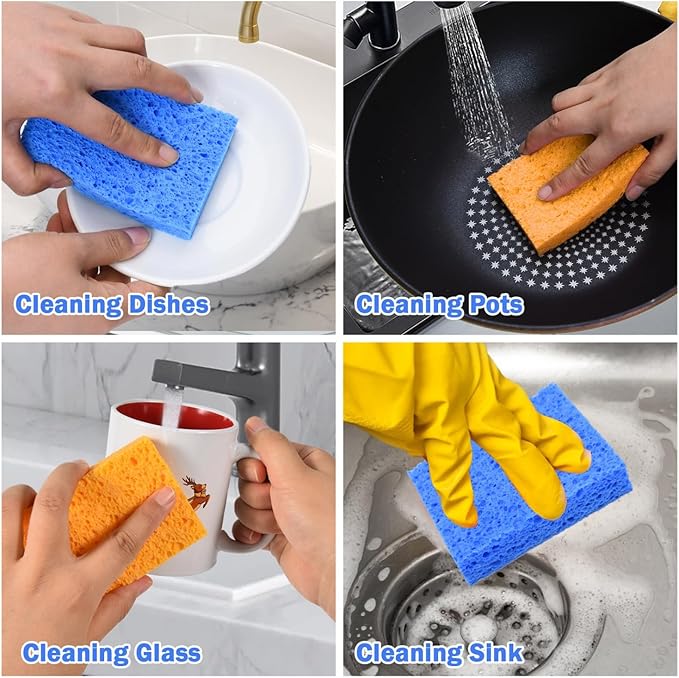 YoleShy 20 Pack Sponges Kitchen Natural Compressed Cellulose Sponges - Image 5