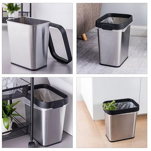 2 Pack Stainless Steel Trash Can 3 Gallon, Open Top Trash Can, Rectangle - Image 7