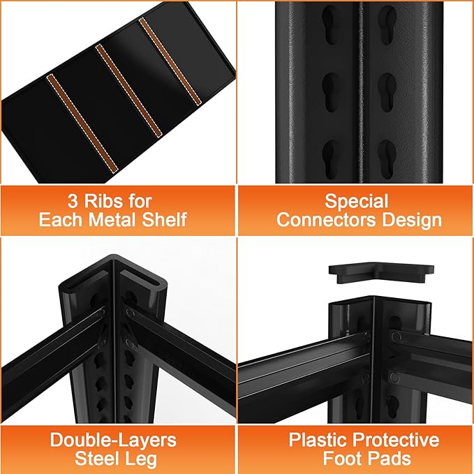 84“H Garage Shelving Heavy Duty Storage Shelves 3000 LBS Adjustable 5 Tier - Image 6