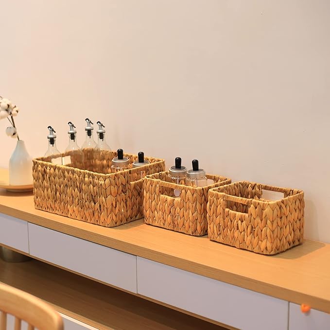 HOONEX Water Hyacinth Storage Baskets, Wicker Baskets - Image 4