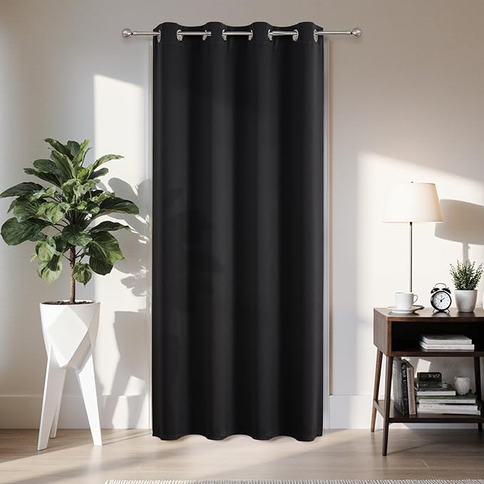 Joydeco Blackout Door Curtain for Doorway Privacy 96 Inches Long, Grommet by JOYDECO