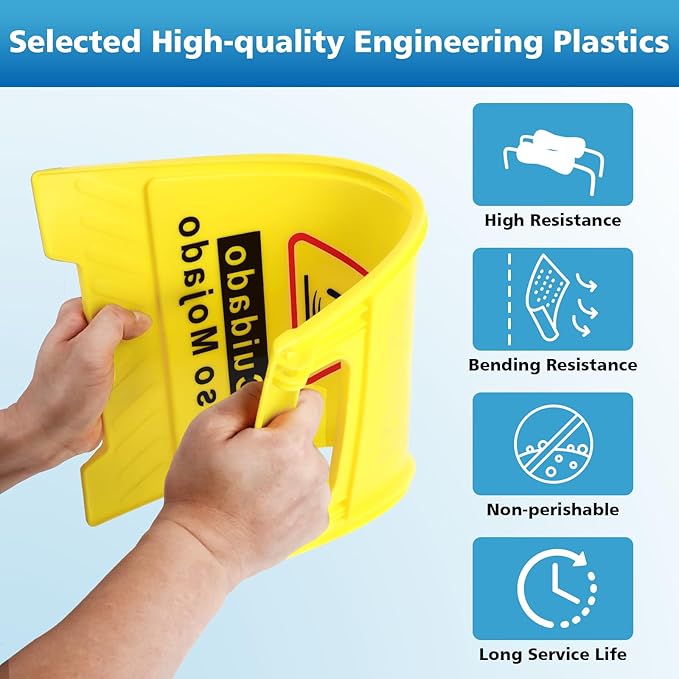 8-Pack Caution Wet Floor Sign, 17.5" Height, Bright Yellow Double-Sided Folding - Image 3