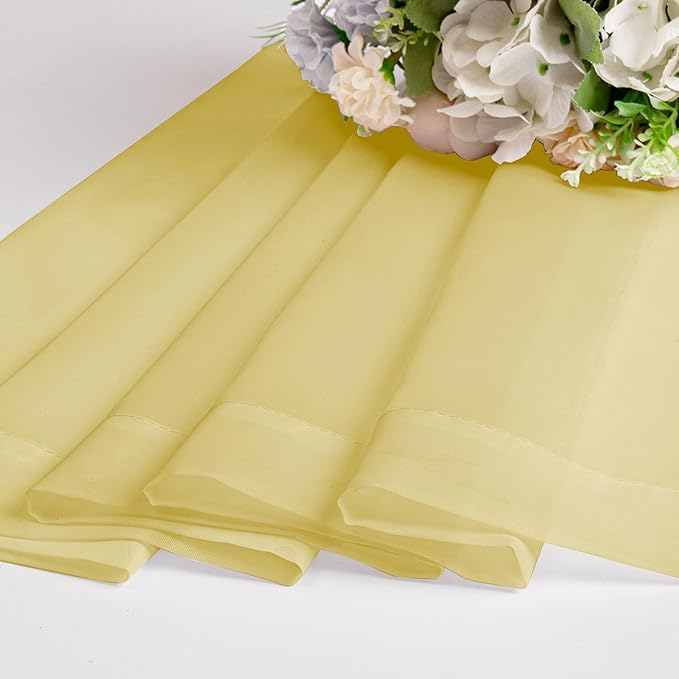Chyhomenyc Yellow Sheer Curtains 45 Inch Long 2 Panels, Light Filtering Rod - Image 6