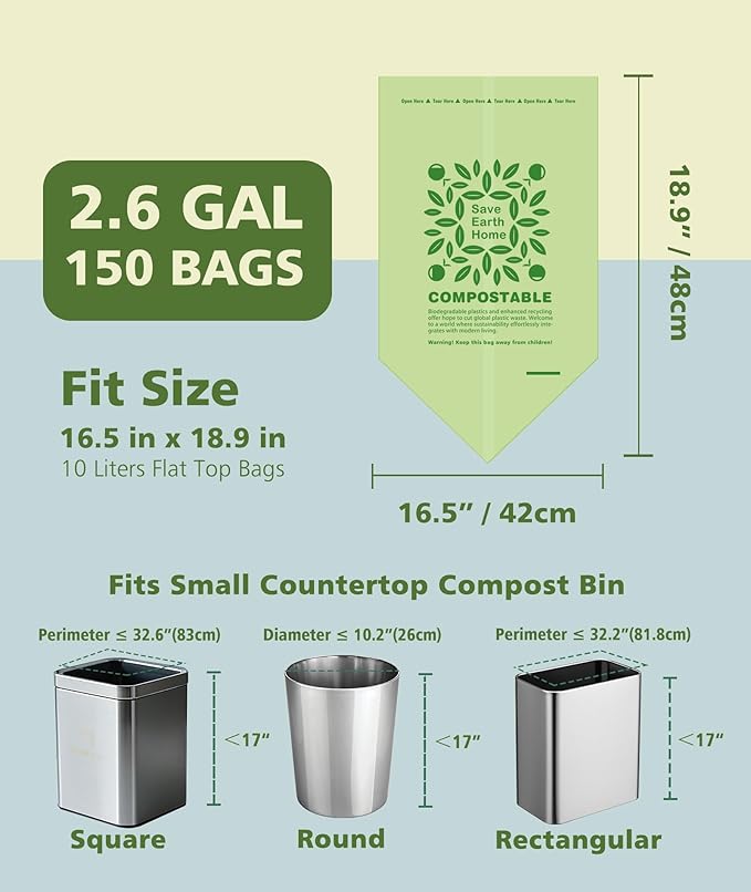 AYOTEE Small Compost Bags 2.6 Gallon Trash Bag, 3 Gallon, Small Waste Basket - Image 8