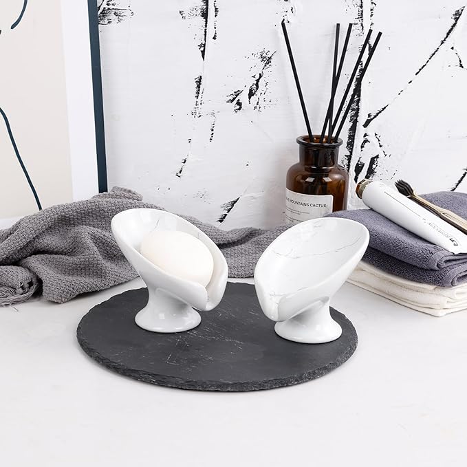 Soap Dish Set, Self Draining Bar Soap Holder - Image 9