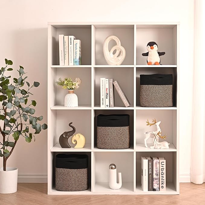 11 Inch Cube Storage Bins, Storage Cube Organizer Bins, Woven Cotton Rope - Image 3