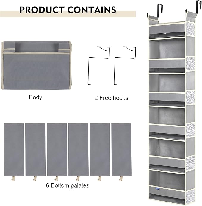 Over The Door Organizer 6-Shelves and 12 Side Pockets, Over The Door Storage - Image 7