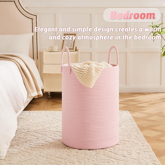 Laundry Basket, Woven Cotton Rope Laundry Hamper, 100L - Image 3