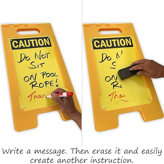 SmartSign - SF-0127-FB-25x12-DE Caution Blank Write-On Folding Floor Sign - Image 5