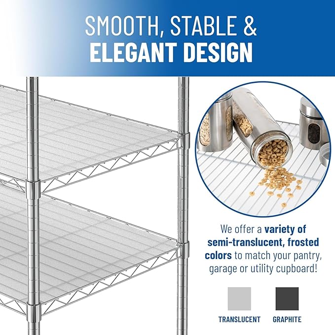Shelf Liners for Wire Shelf System: Set of 5 in Graphite: 18 x 60 inch: Plastic - Image 6