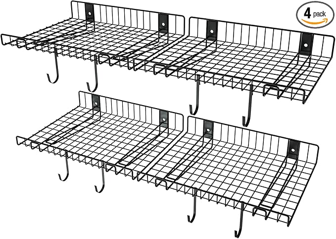 4 Pack Garage Wall Shelf, Wall Mounted Storage Shelves, Heavy Duty Metal Shelves by Riciakik