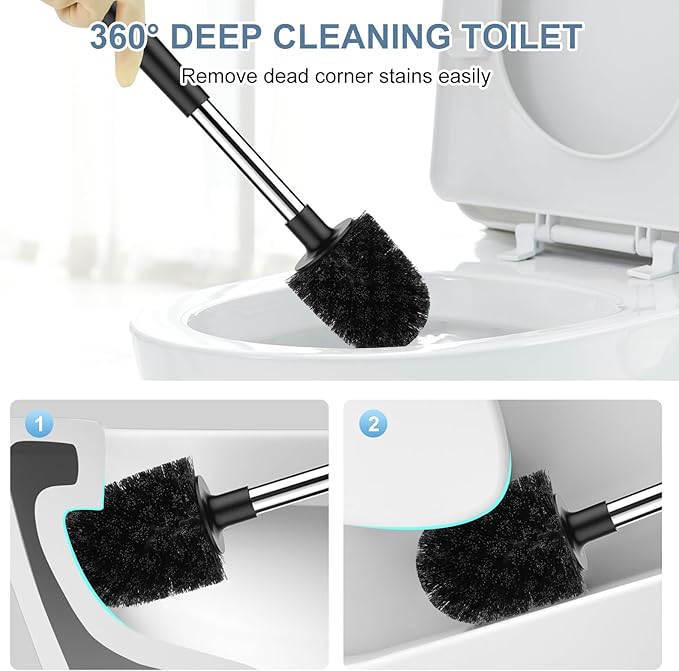 SetSail Toilet Brush and Holder 4 Pack, Self Closing Lid Toilet Bowl Brushes - Image 6