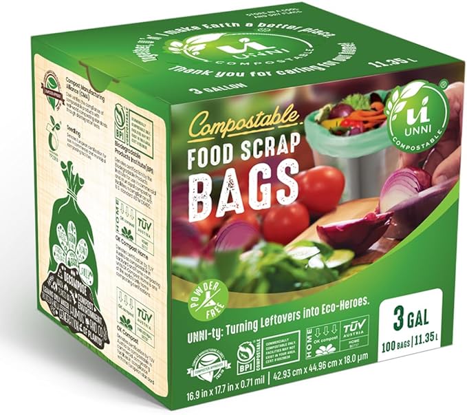UNNI Compostable Trash Bags, 3 Gallon / 11.35 Liter, Extra Thick 0.71 Mil - Image 6