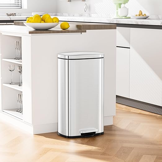 Arlopu 13.2 Gallon Step Trash Can, Stainless Steel Garbage Bin, Soft-Close - Image 6