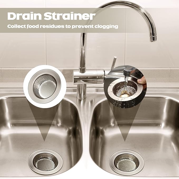 Retisee 2 Pcs Sink Strainer Stainless Steel Kitchen Sink Drain Strainer Basket - Image 4