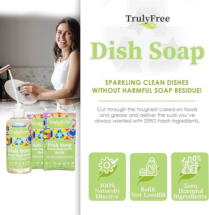 Truly Free Natural Concentrated Dish Detergent Dishwashing Liquid | Plant-Based - Image 2