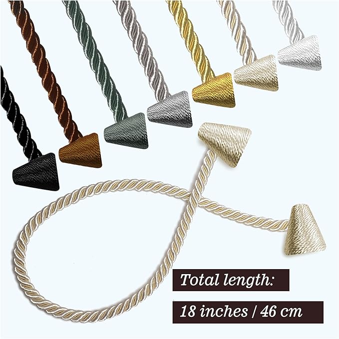 Hion Magnetic Curtain Tiebacks Beige 2pcs, Curtain Tiebacks Buckles Holdbacks - Image 2