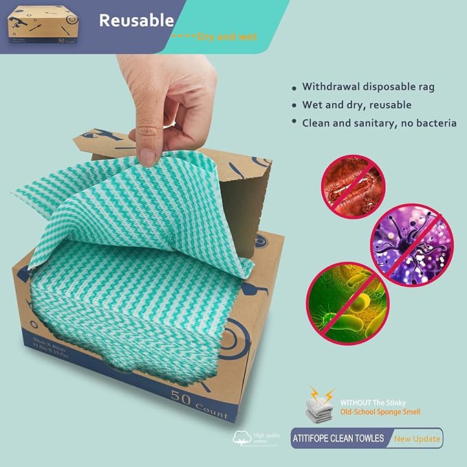 Heavy Duty Wipes Dish Cloths 50Pieces Reusable Wipes Multi-use Cleaning Cloths - Image 6