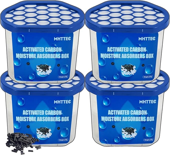 Moisture Absorbers Boxes with Activated Charcoal 4 Pack 245g Dehumidifiers by MHTTECtherealthing