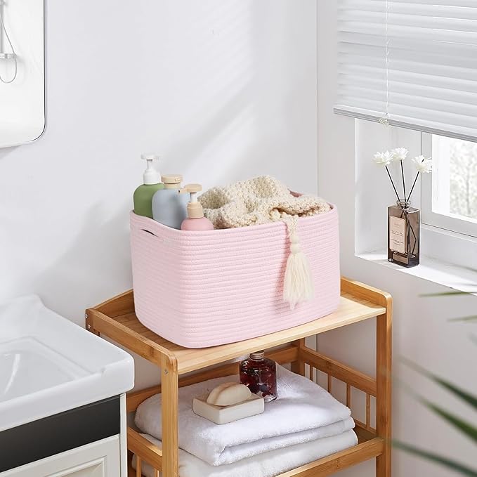 3-Pack Shelf Baskets for Organizing, Woven Storage Basket for Shelves, Cotton - Image 7