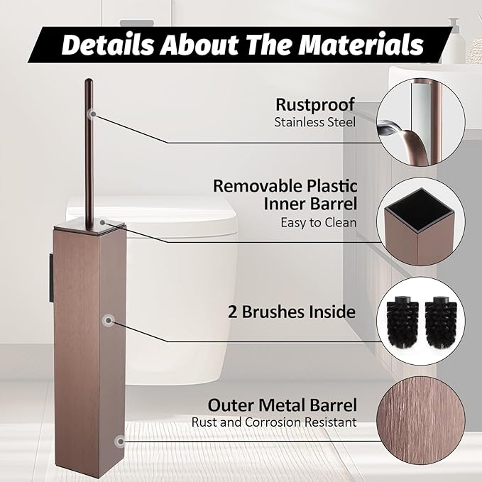 BGL Toilet Brush and Holder Set Rose Gold Wall Mounted - Image 3