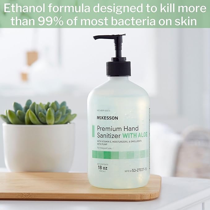 McKesson Hand Sanitizer with Aloe, 18 oz Pump Bottle – Bulk, 70% Ethyl Alcohol - Image 4