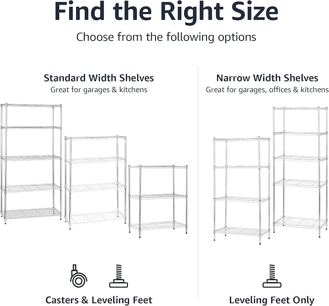 Amazon Basics 4-Shelf Adjustable, Storage Shelving Unit, Steel Organizer Wire - Image 4