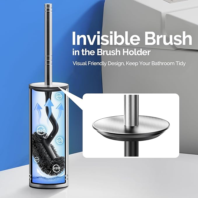 Hamitor Toilet Brush and Holder Set: 304 Stainless Steel Rustproof Toilet - Image 4