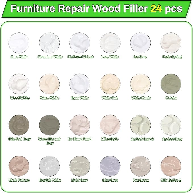 Wood Furniture Repair Kit, 24 Colors Wood Fillers, Scratch Repair Covers & - Image 3