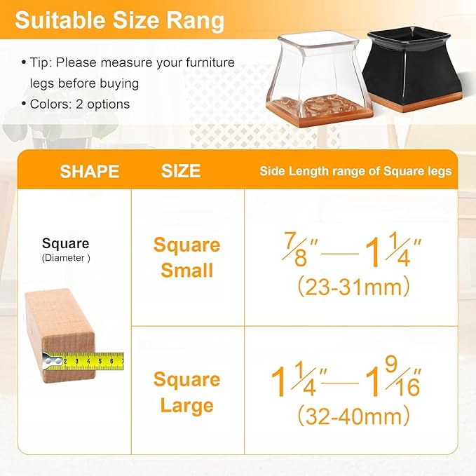 CHUNZEXI 48 Pack Square Chair Leg Floor Protectors - Image 2