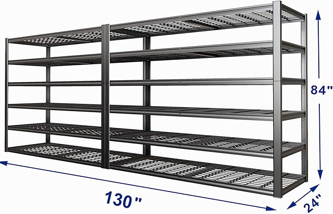 65" W Garage Shelving Heavy Duty, 6 Tier Garage Shelves, Adjustable Storage - Image 2