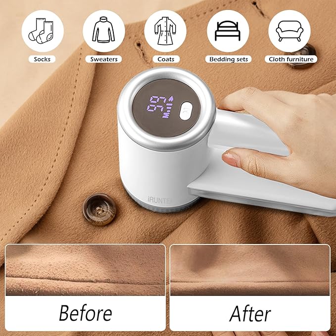 iRUNTEK Rechargeable Fabric Shaver, Electric Commercial Lint Remover - Image 2