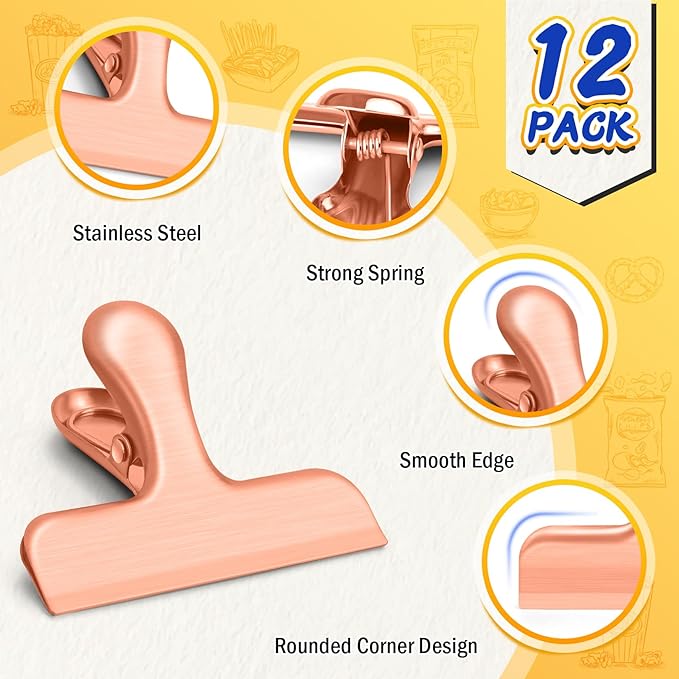 VNDUEEY 12 Pack Stainless Steel Chip Bag Clips, Chip Clips - Image 4
