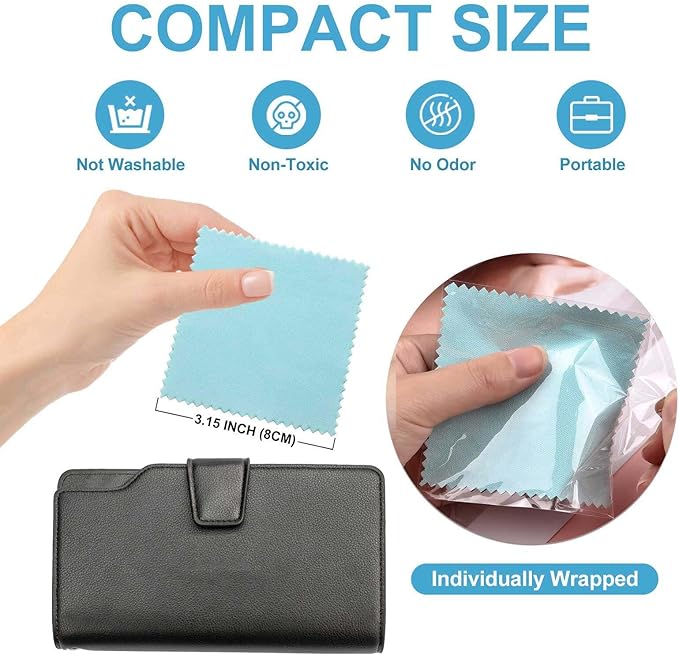 SEVENWELL 100pcs Jewelry Cleaning Cloth Turquoise Polishing Cloth - Image 2