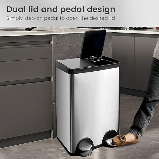 60 Liter 16 Gallon Dual Trash Can, Recycle Bins - Image 5