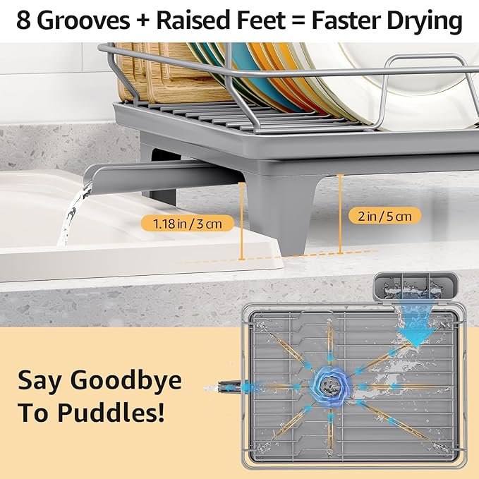 Dish Drying Rack for Kitchen Counter, Space-Saving Dish Rack, Sink Kitchen - Image 2