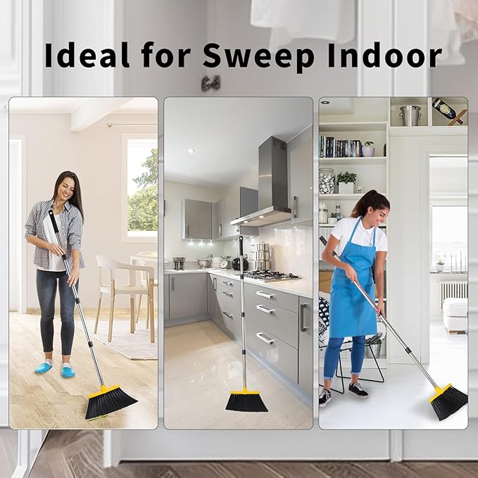 Broom with Dustpan Combo Set, Brooms and Dustpans Sets with 51'' Long Handle - Image 7