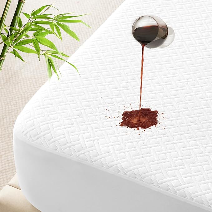 100% Waterproof Twin XL Mattress Protector, Breathable Bamboo Rayon Mattress by LUXELINEN