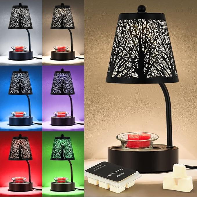 Black Tree Candle Warmer Lamp, LED Colors Changing Candle Warmer by HEKALU