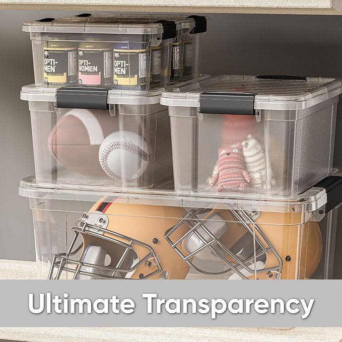 Superio Storage Bins with Lids- 4 Pack, 4.75 Qt Clear Boxes - Image 6