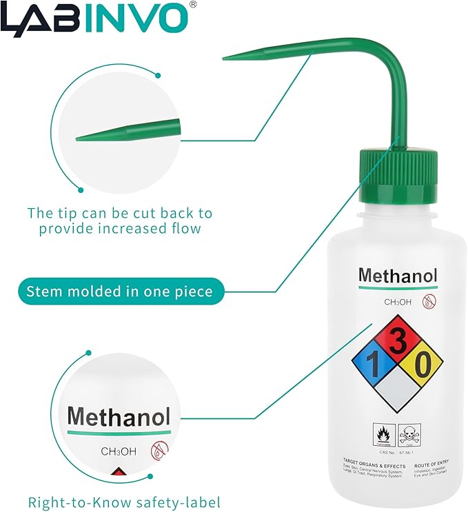 Safety Wash Bottles, Printed Acetone, Ethyl Alcohol, Isopropanol, Distilled - Image 4