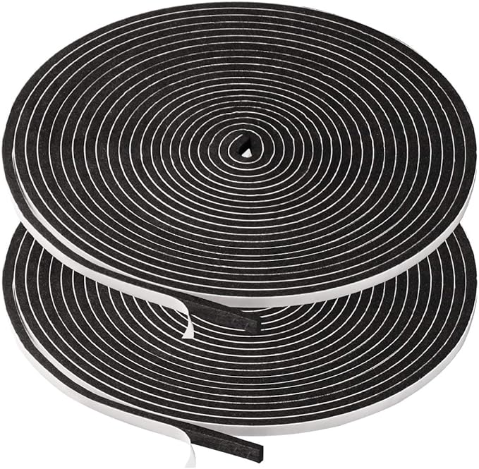 2 Rolls Weather Stripping, 1/4 Inch Wide X 1/8 Inch Thick Foam Seal Tape High by YIJUHOU