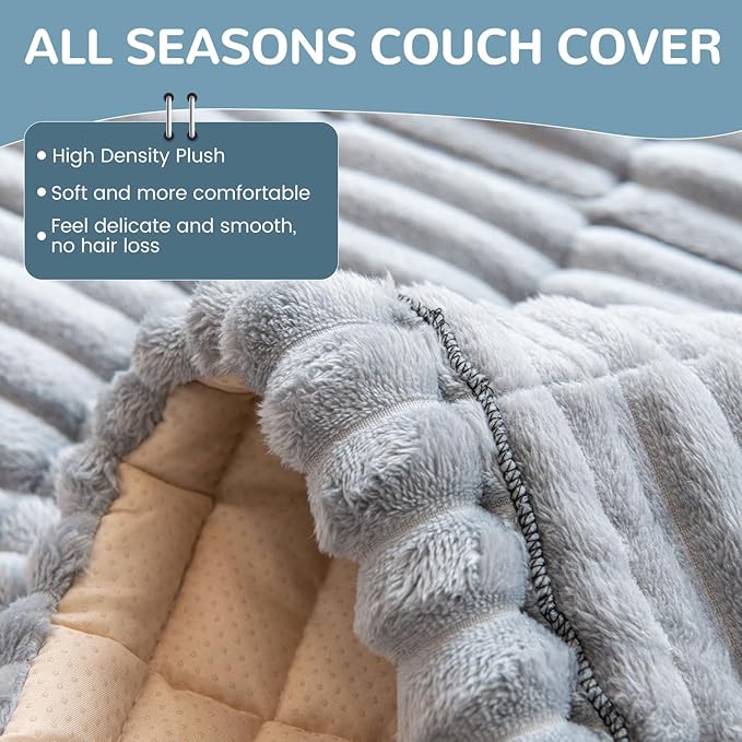 OTOB Couch Cover for Dogs Washable, Non Slip Plush Fuzzy Sofa Covers for 3 - Image 3