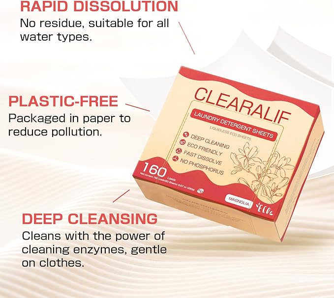 CLEARALIF All in One Laundry Detergent Sheets Kit, Magnolia Scent, 160 Loads - Image 3