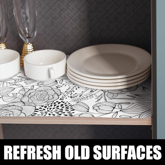 Floral Drawer and Shelf Liner for Kitchen 16IN x 10FT, Non-Adhesive and Strong - Image 2