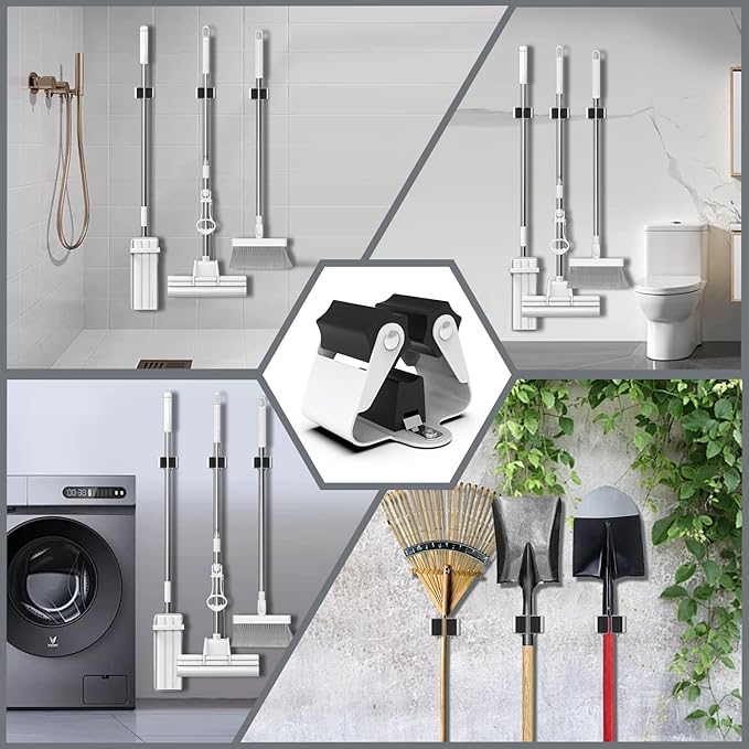 3-H Broom Hanger, Mop Holder Wall Mount 30 Pack, Broom Holder Wall Mount - Image 4