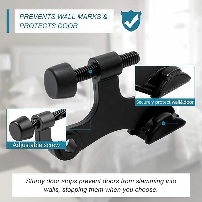 36Pack Hinge Pin Black Door Stopper, Adjustable Heavy Duty Hinge Pin Door Stop - Image 4