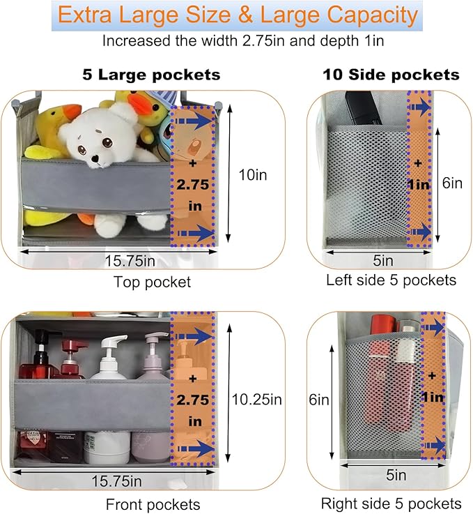 Extra Large Over The Door Organizer Storage 5-Shelves and 10 Side Pockets - Image 2