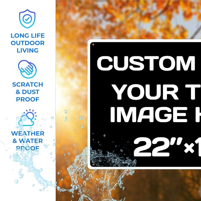 custom signs, Aluminum Weatherproof Metal Sign, Custom Personalized Text And - Image 4